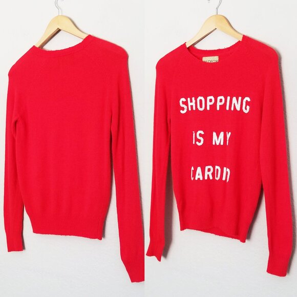 Wildfox White Label Shopping Is My Cardio Red Sweater S Jumper Angora Blend Y2K - Picture 13 of 16